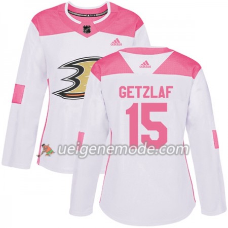 Dame Eishockey Anaheim Ducks Trikot Ryan Getzlaf 15 Adidas 2017-2018 Weiß Pink Fashion Authentic